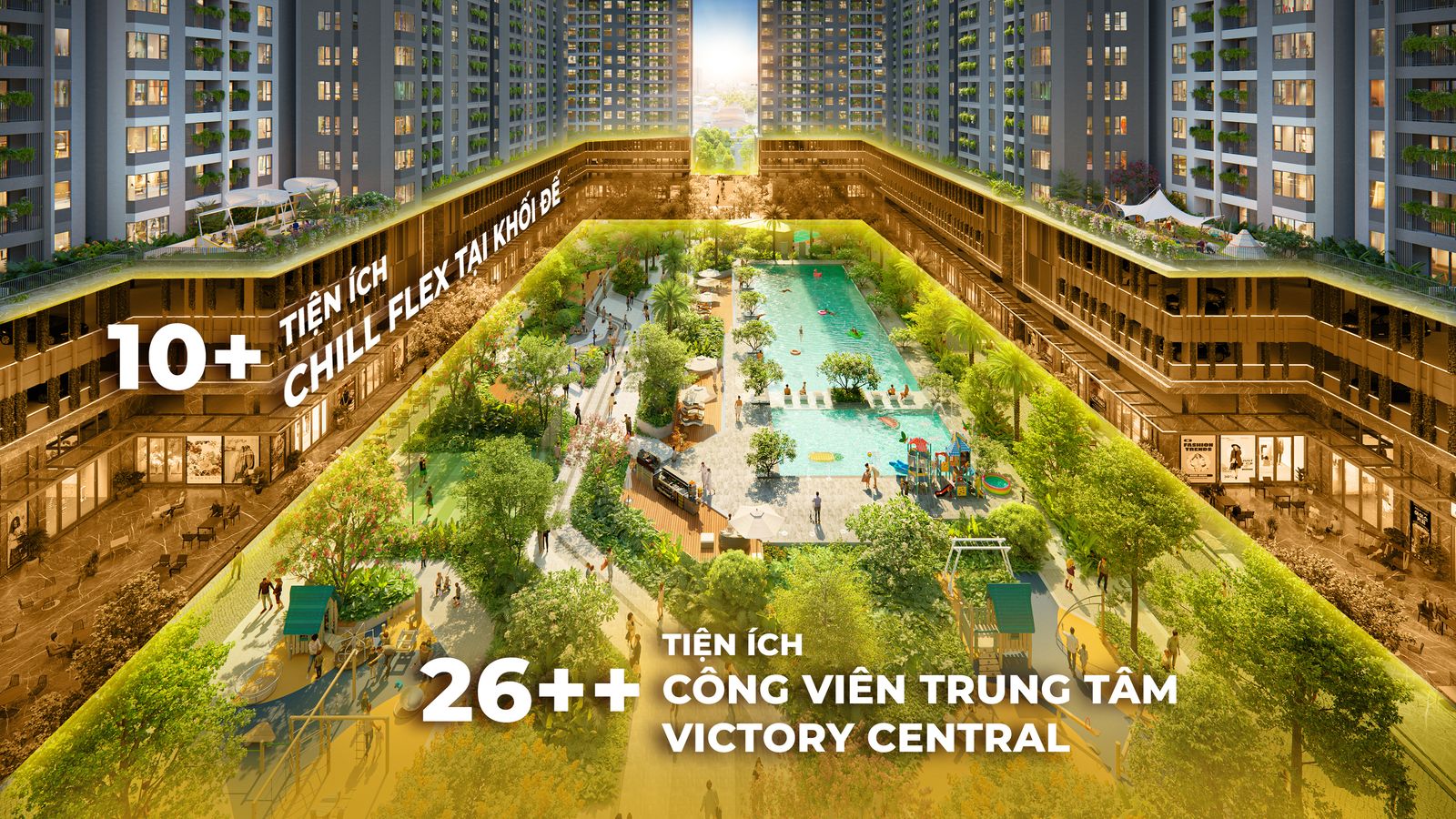Hệ 36+ tiện ích nội khu chuẩn resort phân khu Victory Heights The Win City